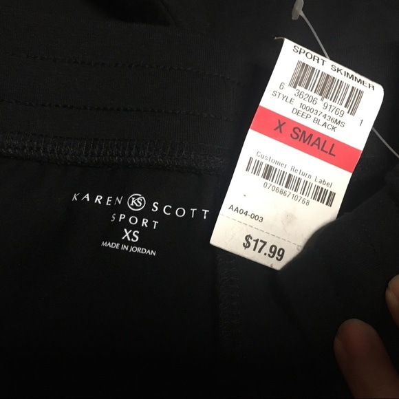 Karen Scott Sport Black Cotton Skimmer Shorts XS Extra Small - Picture 5 of 9